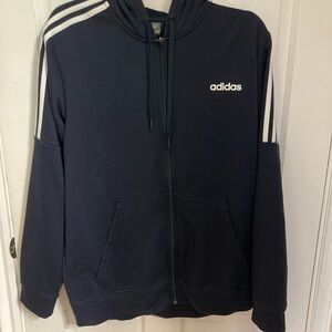 Men's Size Large Navy Zip Up Adidas Hoodie - Nice Heavy Material